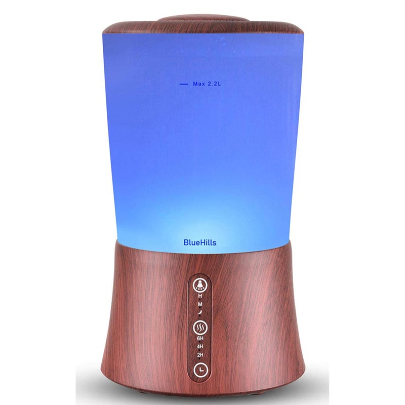 BlueHills Large 2000 ML XL Essential Oil Diffuser Aroma Humidifier 2 Liter Capacity for Big Living Room Home Baby Long Run XL Huge Coverage Area High Mist Timer Large Diffuser Dark Wood Grain 2L S3 - Image 1